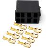 GI1407 Lot/Sets 6.3mm 14-16AWG Female Gold Spade Terminal Connector + Rocker Switch Plug Connect Box Socket ARB Carling (4 Sets)