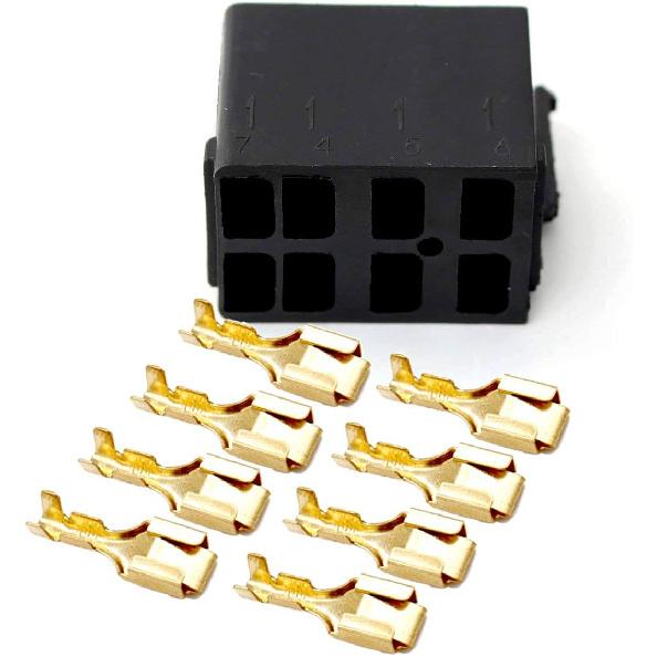 GI1407 Lot/Sets 6.3mm 14-16AWG Female Gold Spade Terminal Connector + Rocker Switch Plug Connect Box Socket ARB Carling (4 Sets)