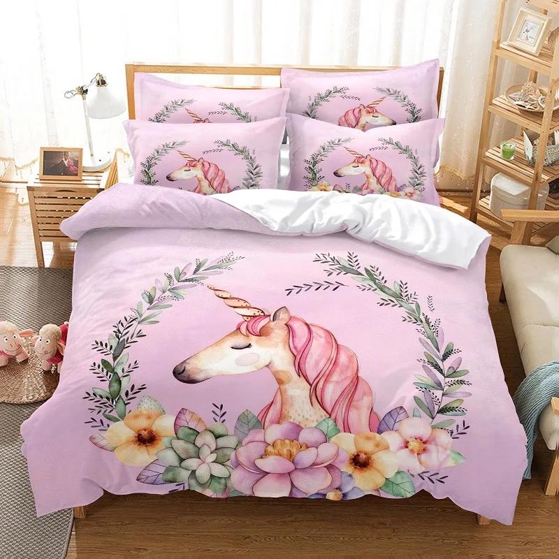 Cartoon Bedding Set Unicorn Duvet Cover Set Full Twin For Boys Girls Room Decor Cute Animals Quilt Cover Fashion Design