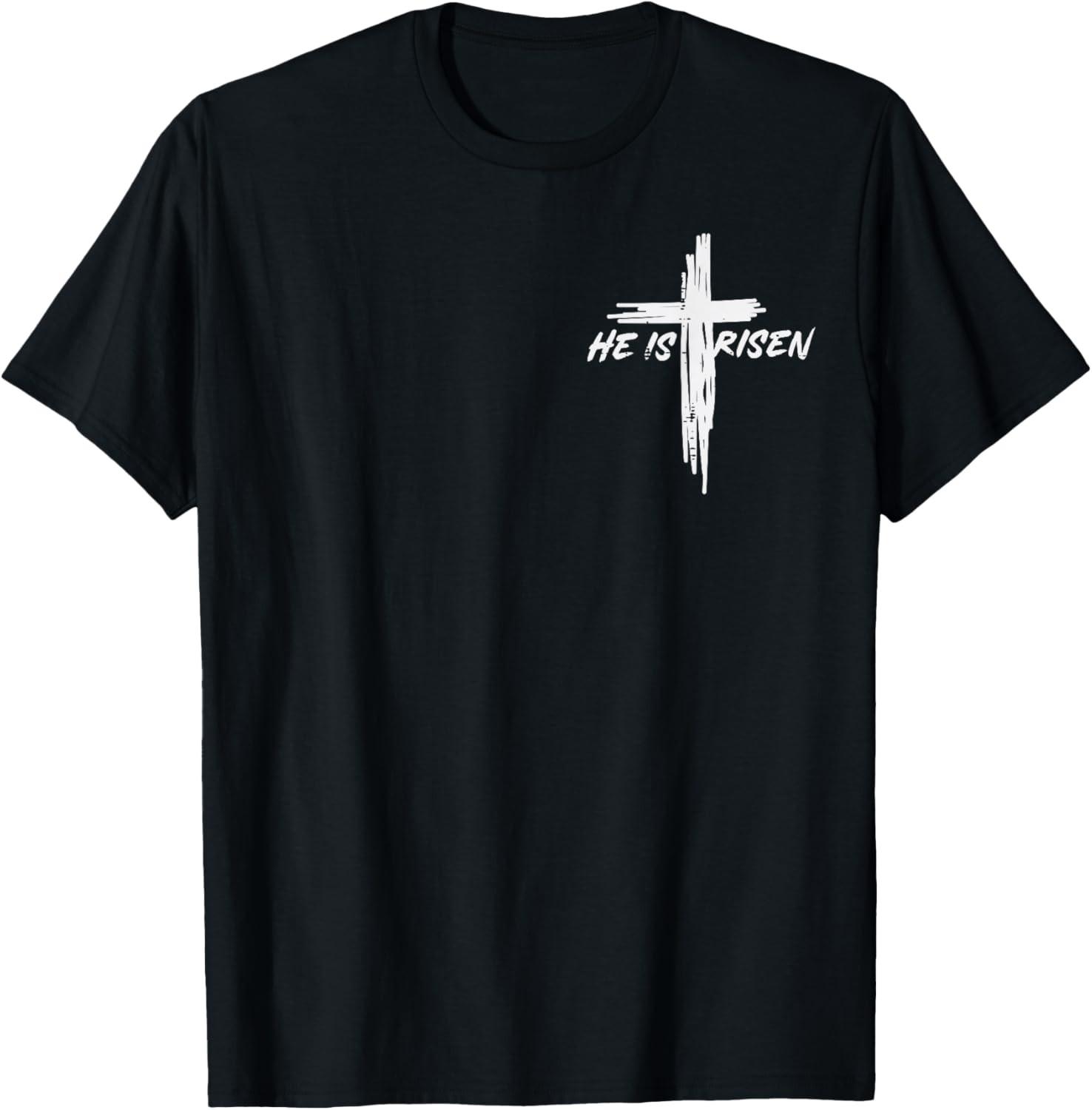 Easter He is Risen Cross Christian T-Shirt S разноцветный