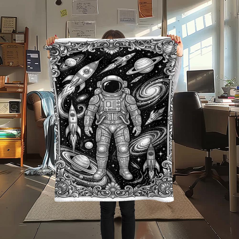 1 Stück Flanelldecke mit Weltraum-Print, Hohe Qualität, Bequem für alle Jahreszeiten, Heimdekoration, Wärme und Komfort, Perfekt für Weihnachtsgeschenke W159