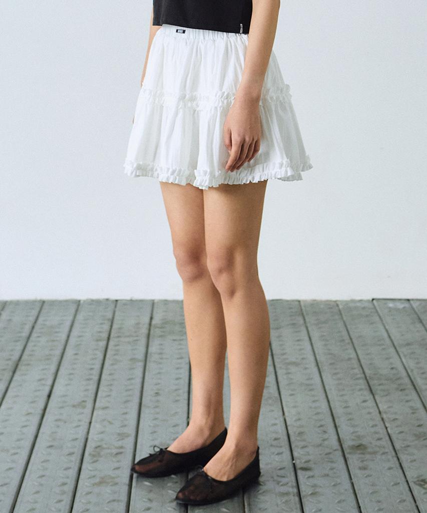 Nigaennikol Trendy Ruffle Mini Skirt_Ivory