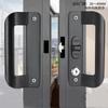 Serrures de Porte Coulissante de Balcon Serrure à Poignée Noire Verrou Crochet pour Porte Coulissante à Cadre en Aluminium Accessoire Matériel Ménager Serrure de Porte