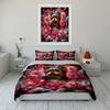 Floral Dog Art Home Decoration Bedding Set with 1 Duvet Cover 2 Pillowcases Single Double King Queen Gift