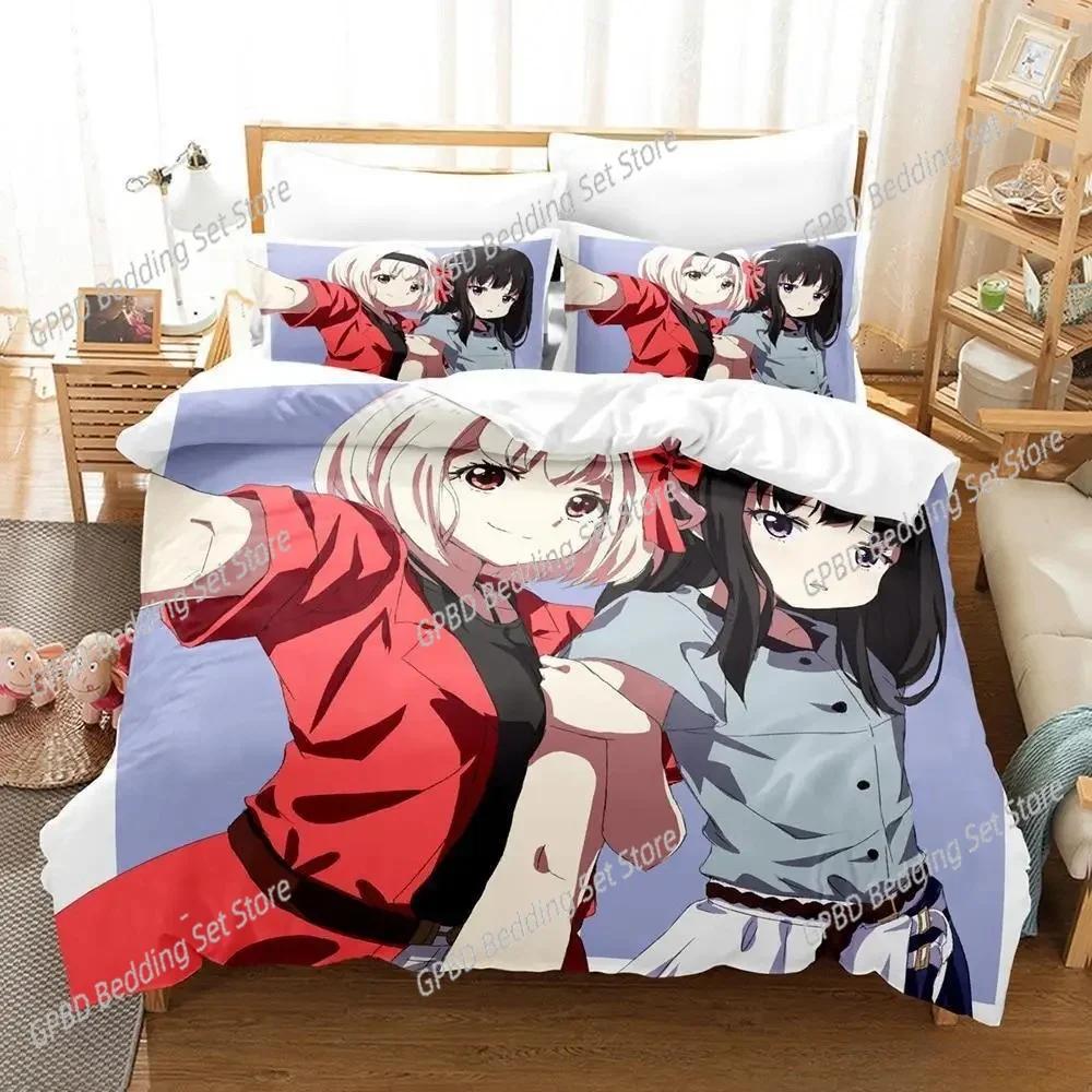 Comforter 3D Print Anime Kawaii Girl Lycoris Recoil Bedding Set Bedroom Soft Modern S Comefortable Quilt