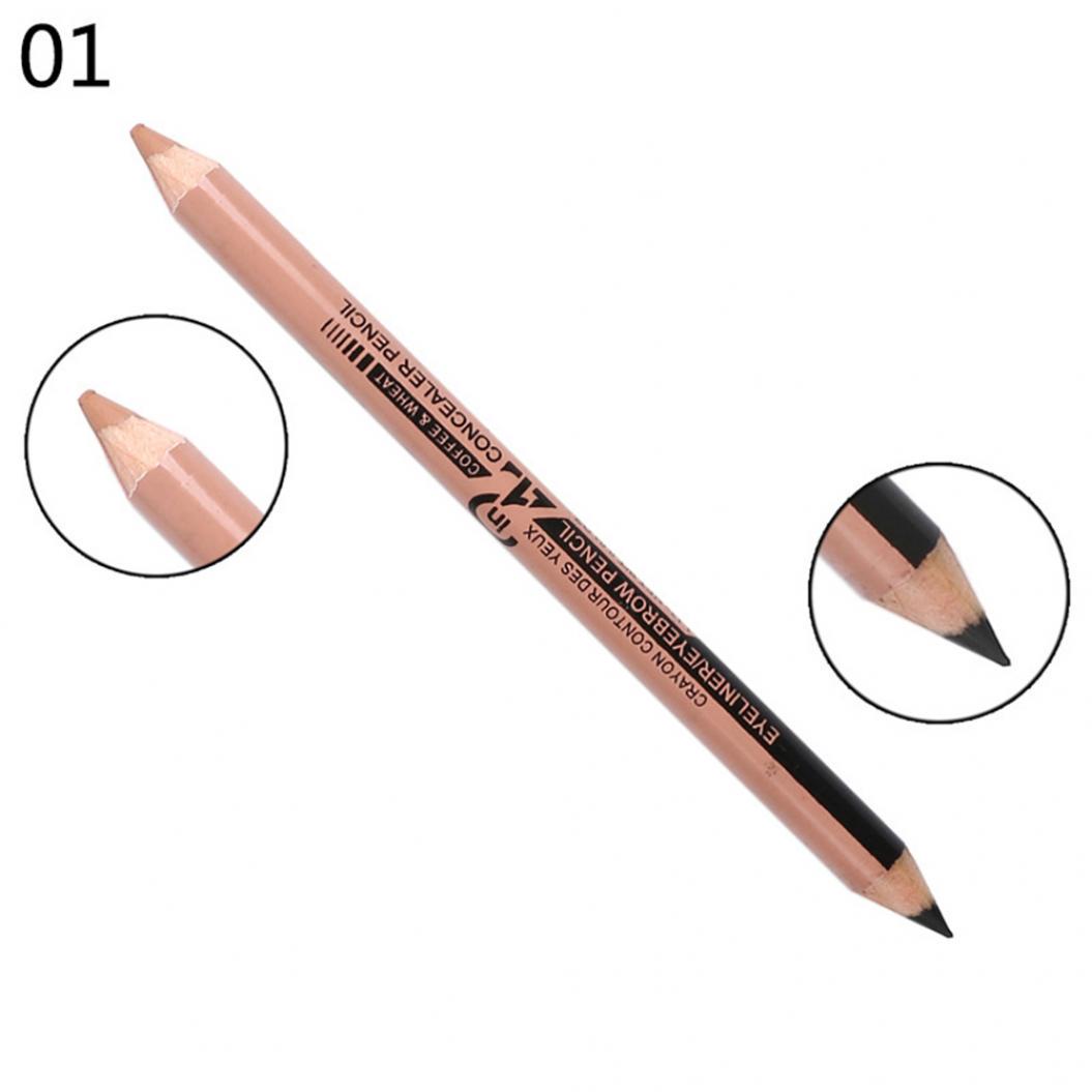 

Подвійний двосторонній чорно-коричневий нерозмазувальний олівець-підводка, коректор для брів black