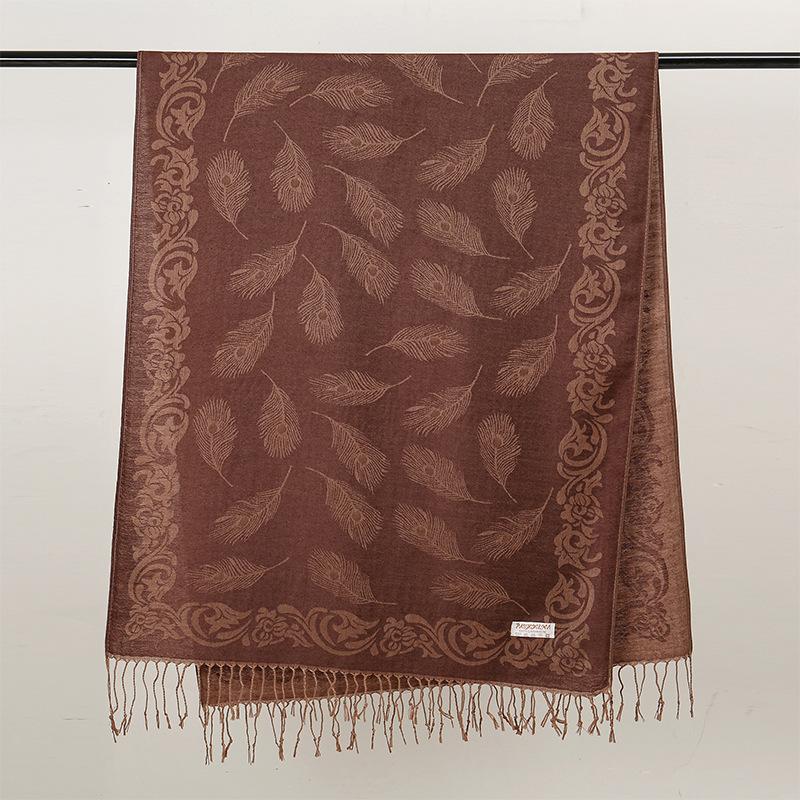 Jacquard Retro Ethnic Style Human Cotton Cashew Shawl Spring And Autumn Fringed Long Decorative Scarf