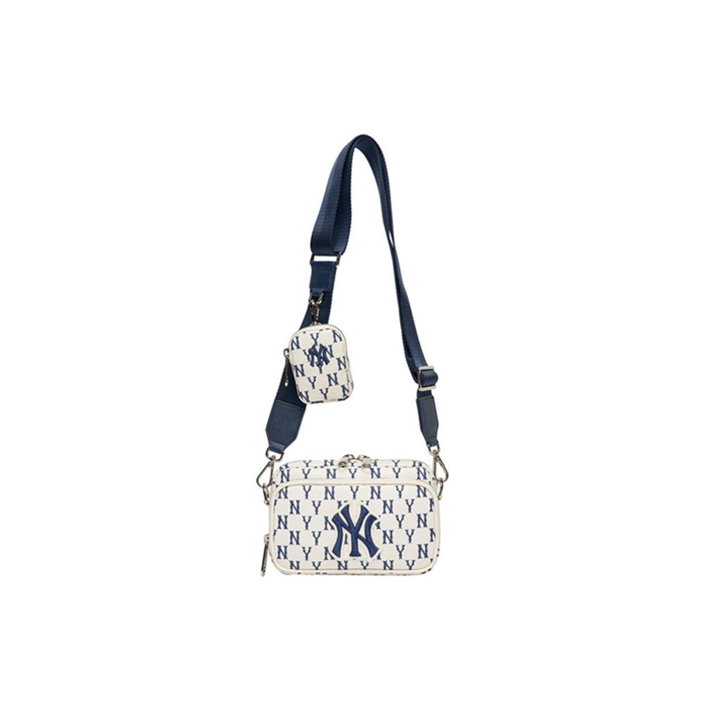 MLB Monogram Series New York Yankees Vintage Floral Print Letter Logo Polyester Shoulder Crossbody Bag Mini Unisex Bags Beige 3ACRS012N-50CRS