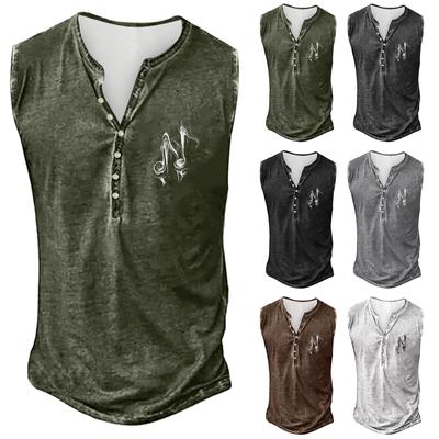 Herre Sommer Surf Strand Tanktop Stor Størrelse Afslappet Åndbar Ærmeløs Top Løs Print Tanktop Mand Skjorte