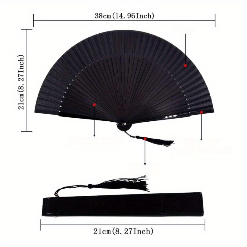 Handmade Bamboo Folding fan,Vintage Chinese/Japanese Elegant cooling fan with, collapsible personal fan for Women