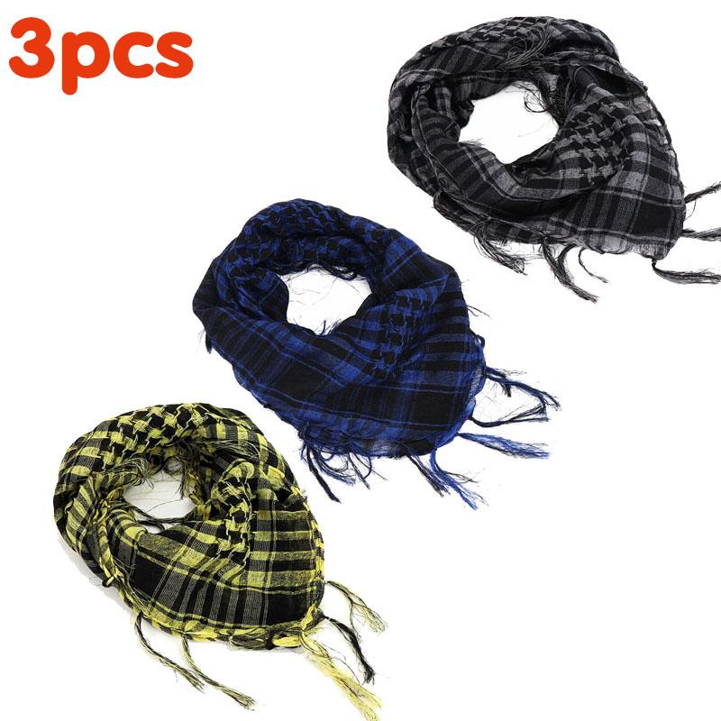 134Pcs Unisex Lightweight Plaid Fringed Arabian Desert Scarf Soft Tactical Scarf Men Ladies Turban Shawl Airsoft Pain