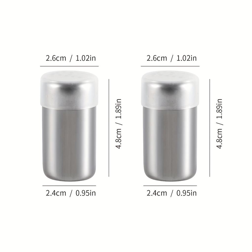 2Pcs Pepper Spice Shaker Bottle Mini Stainless Steel Spice Shaker Seasoning Jar Salt Sugar Bottle Multifu Dispenser Cooking Tool