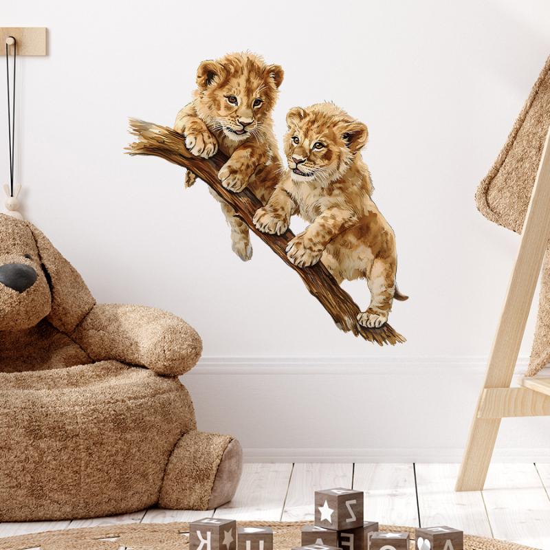 Cartoon Lion Wall Stickers Removable Peel & Stick For Kids Room Nursery Playroom Cute Animal Theme Decor