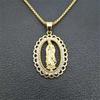 Stainless Steel Virgin Mary Gold Necklaces Pendants for Women 2020 Gold Color Madonna Necklace Religious Christian Jewelry