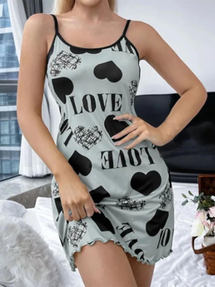 

Casual Heart,patterned Cute Print Loungewear Sexy Dress S синій