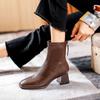 Short boots women's high heels new women's boots Martin boots rear zipper square heel single boots medium heel boots
