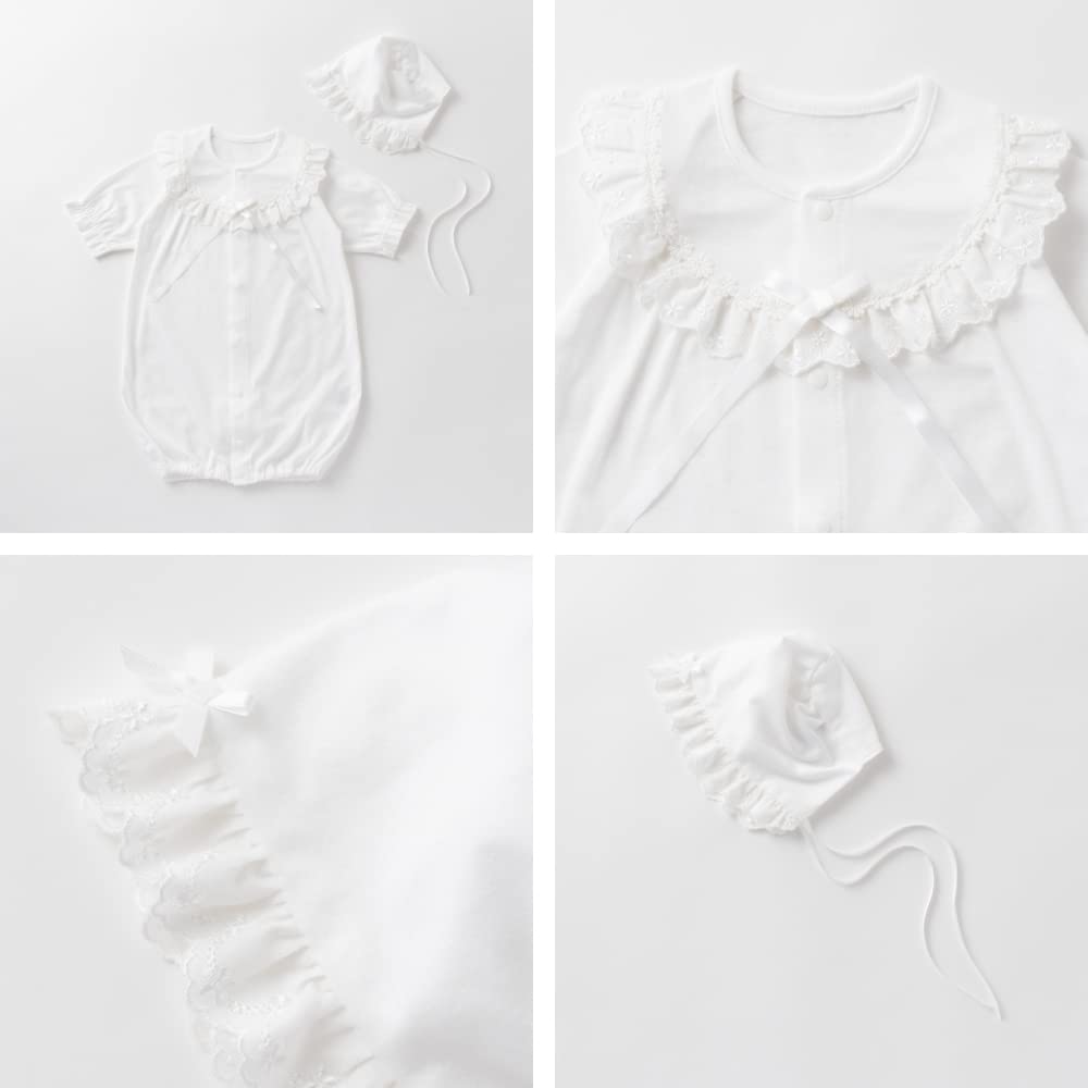 de Cotton lace ceremony baby baby season baby cotton for spring and [Cream Coco] dress, two-way all-in-one dress, hooded, 2-piece set, [All use]