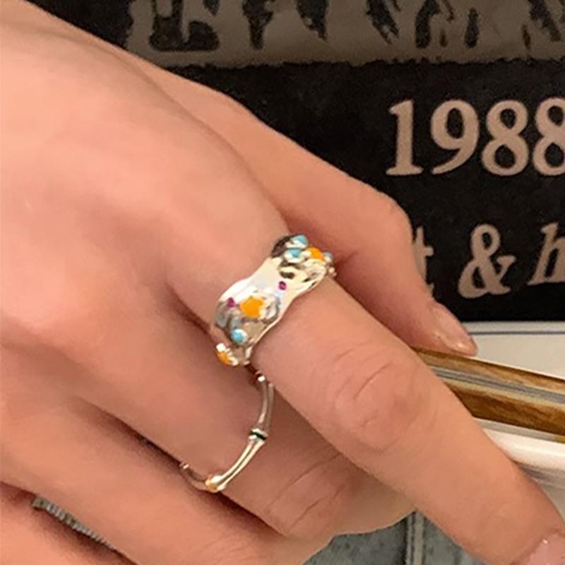 foxanry Tropfenglasur-Ring für Frauen und Mädchen, trendige Persönlichkeit, unregelmäßige geometrische Geburtstags-Schmuckgeschenke