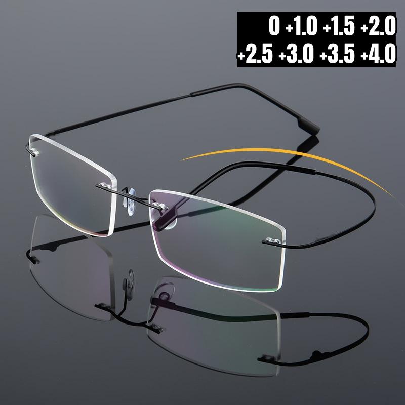 Business Framesless Spectacles Reading Spectacles Cut Edge Female Male Titanium Presbyopic Eyeglasses High-definition Eye Spectacles