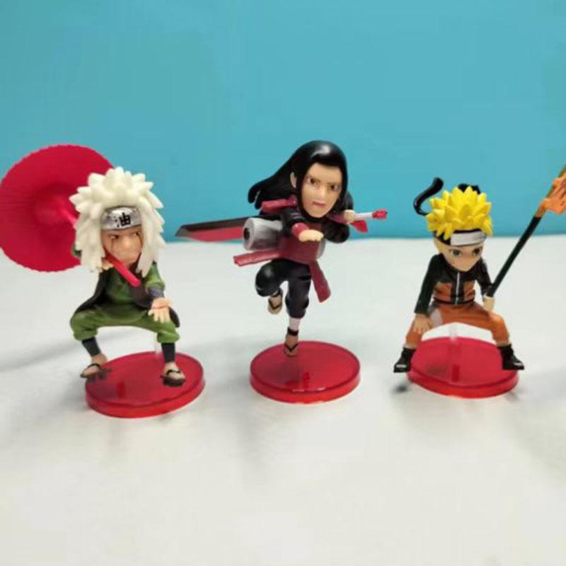 6Pcs Q Version Naruto Battle Version Sakura Gaara Action Figures Model PVC Anime Peripheral Decoration Collection Toys Gift