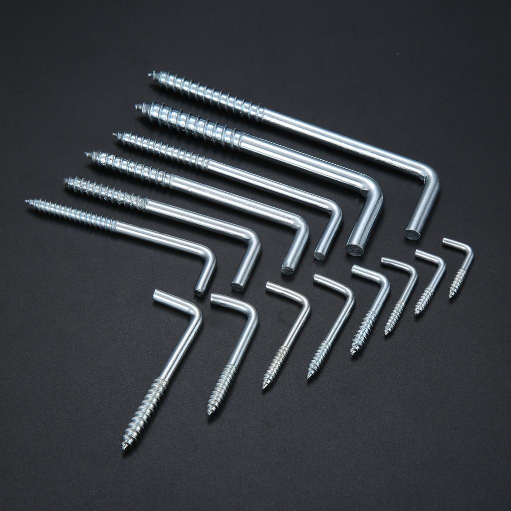 10/20pcs Square Bend Hook L Cup Hanger Screw-in 7-shape 20-40mm Wall Mount Picture Photo Frame Lamp Light Eyescrew Zinc-Plated