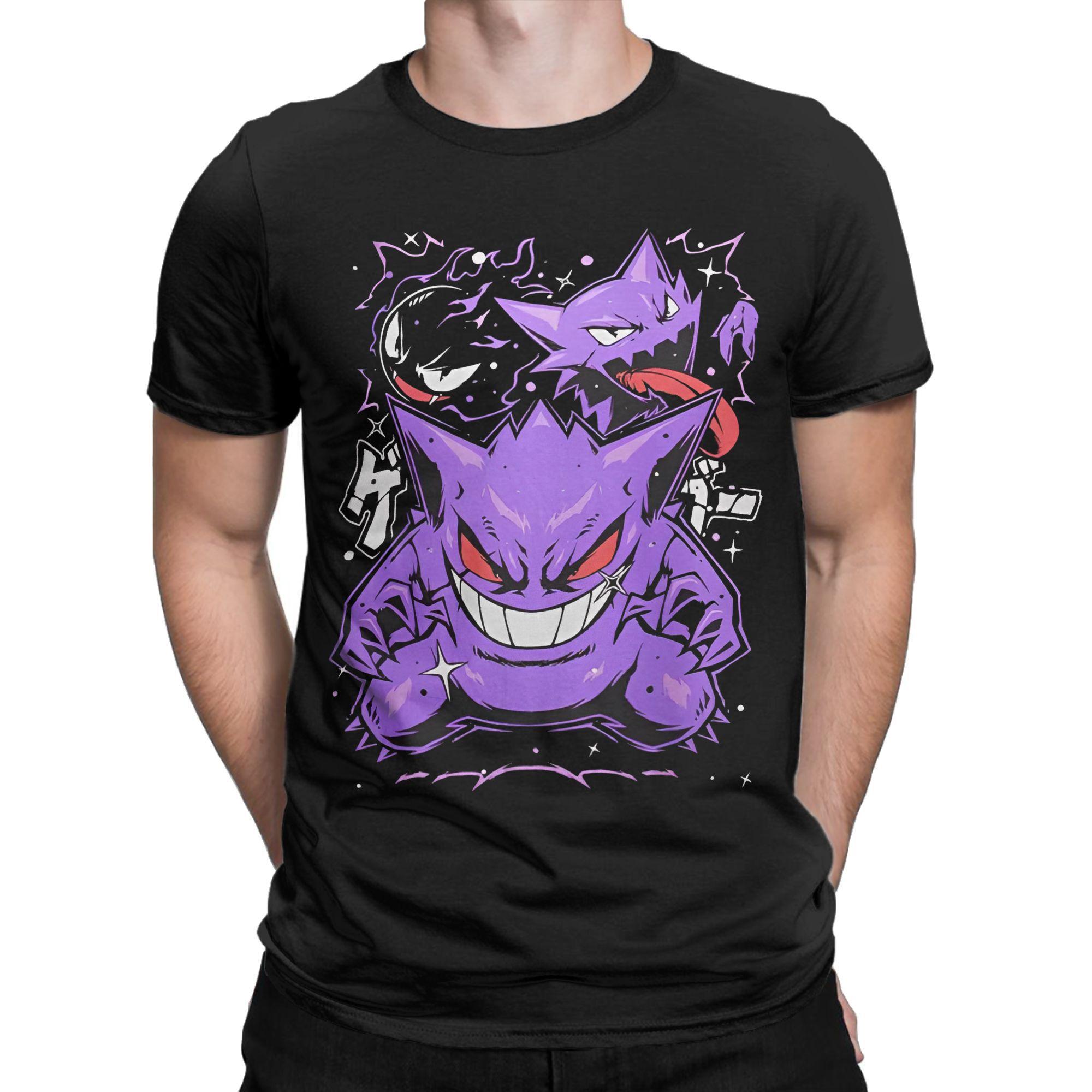 

Футболка Gengar Shiny Scary для мужчин, хлопковые топы в стиле ретро с изображением призрака Кайдзю в японском стиле, с карманом, круглым вырезом и коротким рукавом XXL