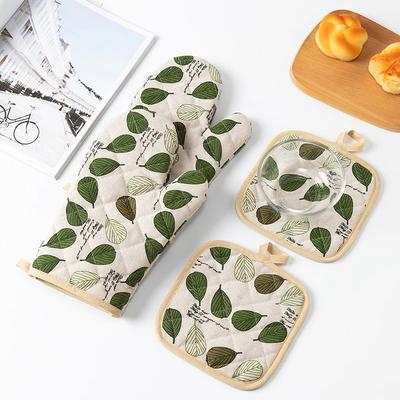 Verdicktes Ofenhandschuh-Set, Verbrühschutz, Schlichte Baumwolle und Hanf, Mikrowellen-Ofenhandschuh, Backen, Kochen, Küche