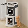 Katzenkratzbaum Turm Kletterspiel Sisalmatte für Höhlen Mehrstöckige Tonne mit Mehrkatzenfamilie Soziale Katzen