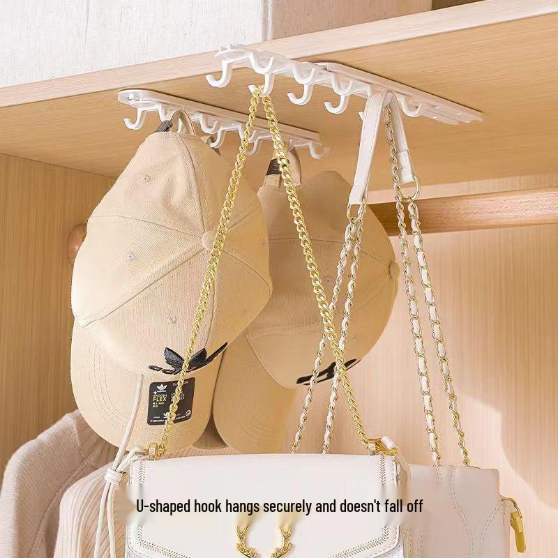 Retractable Double Row Adhesive Hanging Hooks - Punch-Free Kitchen Organizer