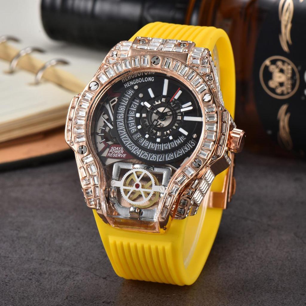 Men's Quartz Watch with Three-Needle Design, Sports Style, Irregular Full Diamond Shape, Similar to Jason Statham's Watch in Warcraft.