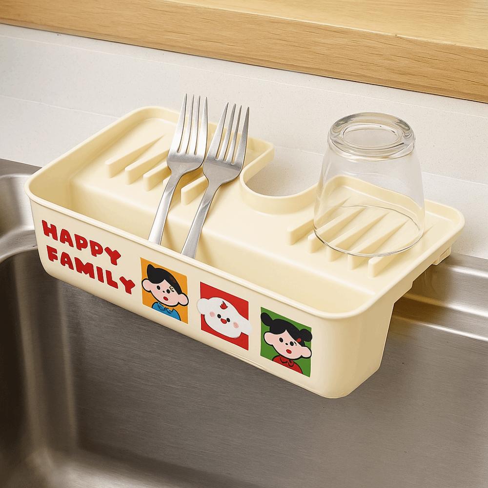 Dry-Wet Faucet Drain Rack Cartoon Drain Storage Box Anti Mold Faucet Storage Rack Home Use