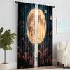 2 pcs, versatile polyester transparent curtains for home decoration moon for use in bedrooms and living rooms