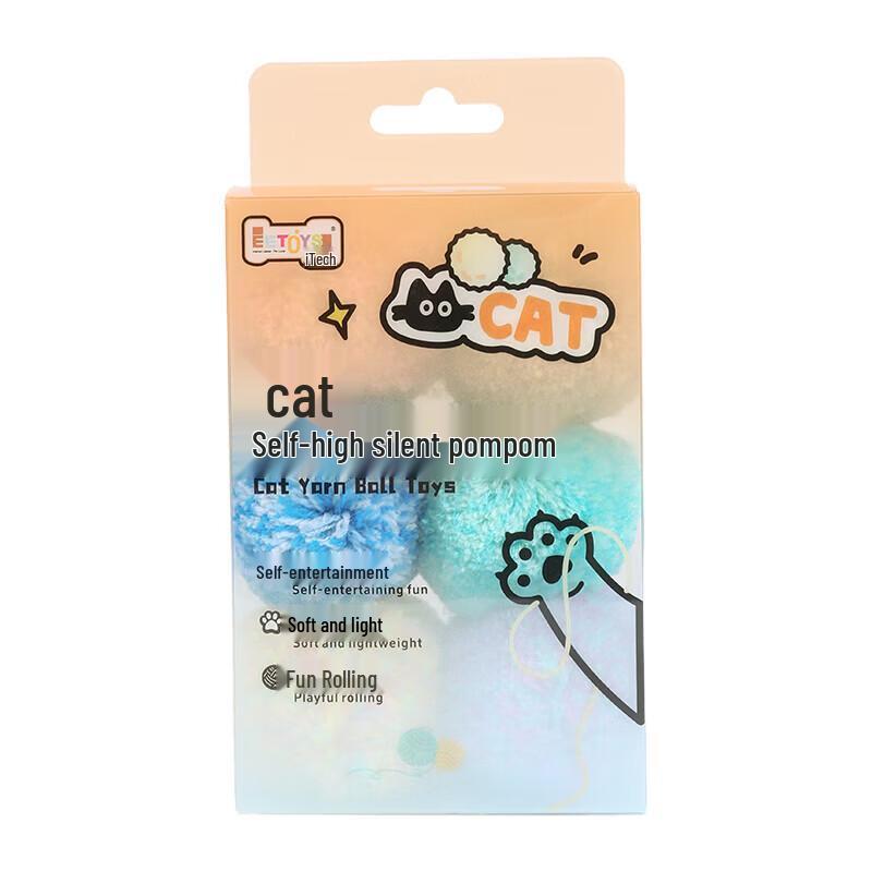 EETOYS Self-Playing Silent Cat Plush Balls (3-Pack)