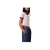 Short Soft Breathable Round Neck Short Sleeve T-Shirt Women Tops Bright-White Blue 47B808G-111