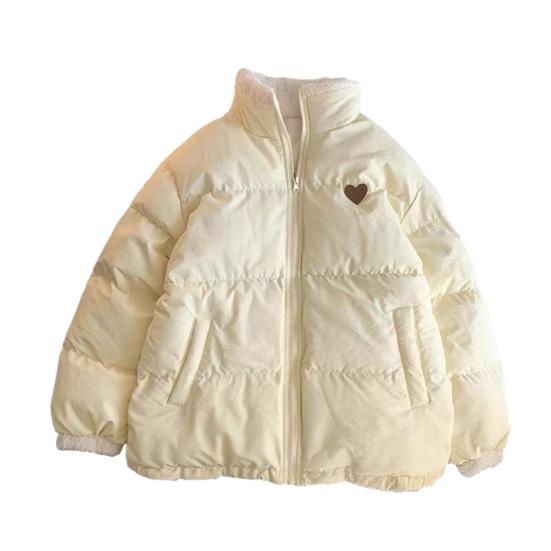 Kvinner Vinter bomullsfrakk Myk tykk plysj polstret stativ Krage Halsbeskyttelse Langermet Ensfarget glidelåslukking Varme vindtette lommer