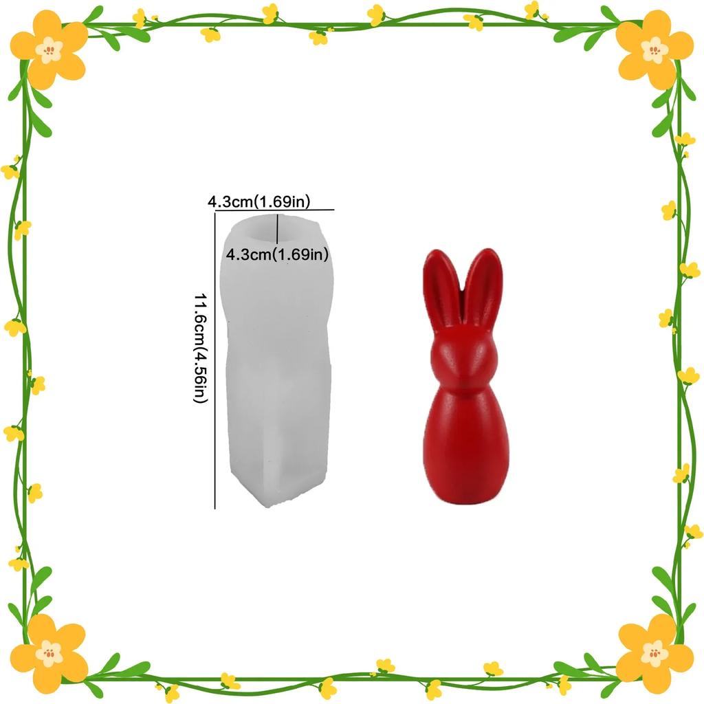 3D Rabbit Candle Silicone Mold Resin DIY Easter Bowknot Texture Cute Home Decorations Simple Design for Crafting