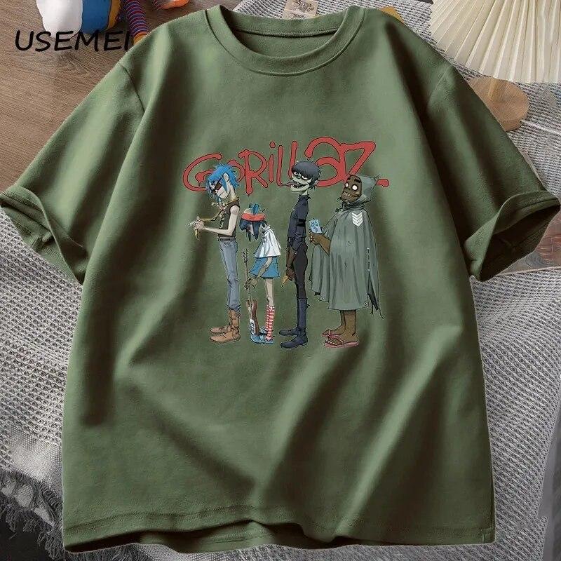 Trupa de muzică Gorillaz PUNK ROCK Tricou Unisex Femei Vara anilor 90 O-gate Bumbac mânecă scurtă Tricouri Haine Vintage Y2K Îmbrăcăminte Tricou
