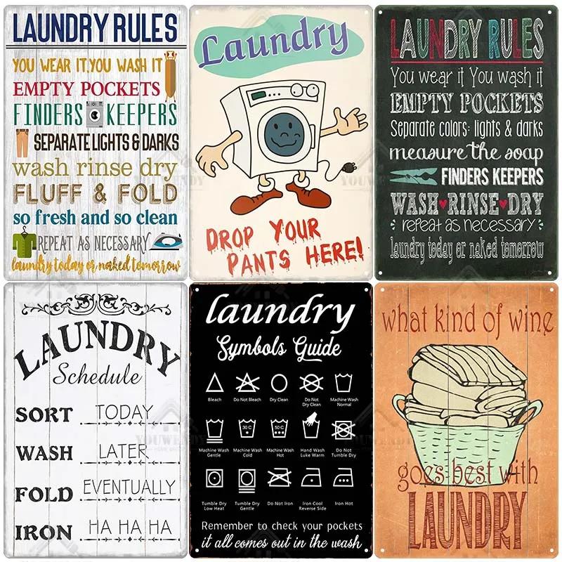 Laundry Sign Vintage Tin Sign, Metal Plaque, Retro Metal Sign, Wall Decor for Laundry Room