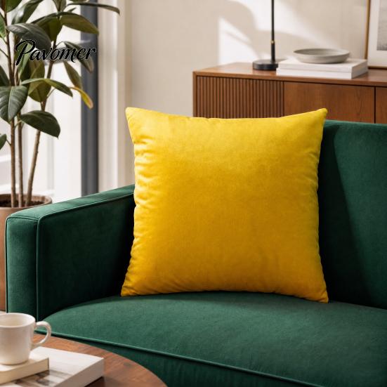 High-density Velvet Pillow Cover Solid Color Cover, Soft Plush Throw Case, 17.7x17.7 Inch Pillowcase Smooth Cushion for Sofa, Bed, Office, Cozy