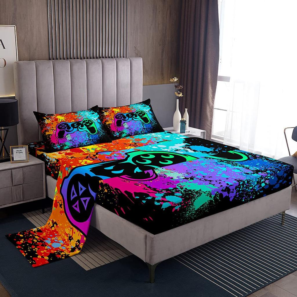Gamepad pattern mattress four-piece digital printing bedroom room dormitory bedding decoration