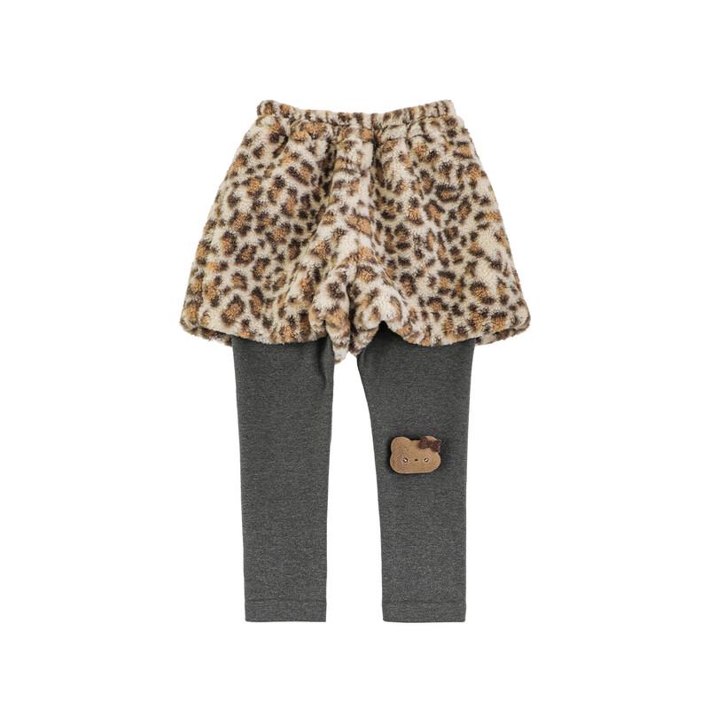 Yoyou Girl s Leopard Print Thermal Fleece Jacket & Faux 2-Piece Leggings Set 130