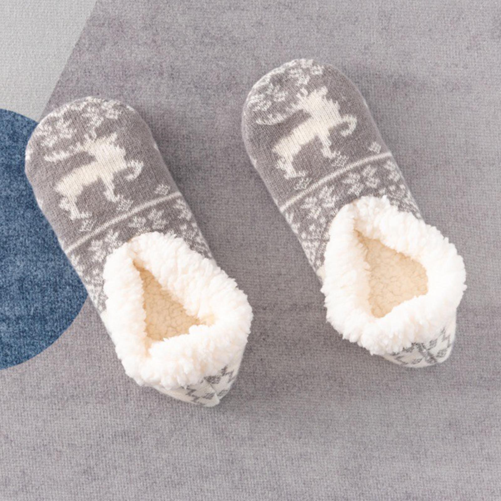 

Женские носки-след с оленями, толстые хлопковые бархатные носки с пятиконечной звездой, домашние носки-коврики для сна One Size