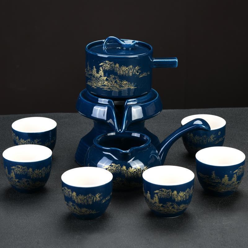 Set de 8 bucăți Seturi de ceai semi-automate Set de ceai din lut violet din ceramică chinezească Ceai de ceai Set de ceainic Kung Fu