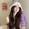 Women's Autumn and Winter Patch Plush Fisherman's Hat Big Head Circumference Korean Version Versatile Warm Japanese Basin Hat Trendy