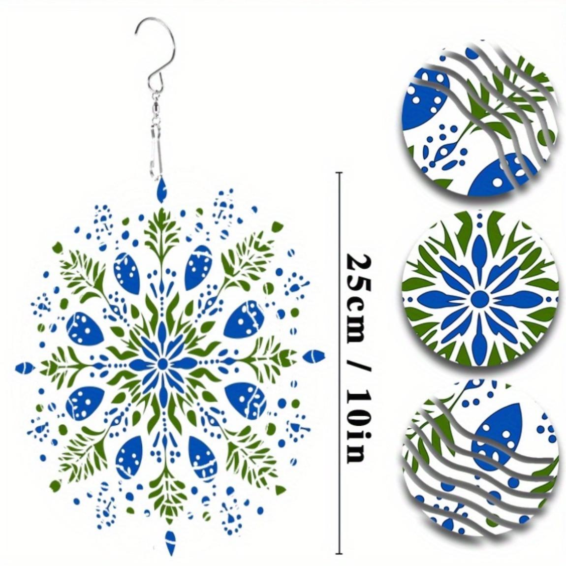 

Bohemian Style Kinetic Wind Chime Metal Indoor Outdoor Hanging Decor Blue Green Floral Design Garden Patio Balcony Window Decoration All Season 01A