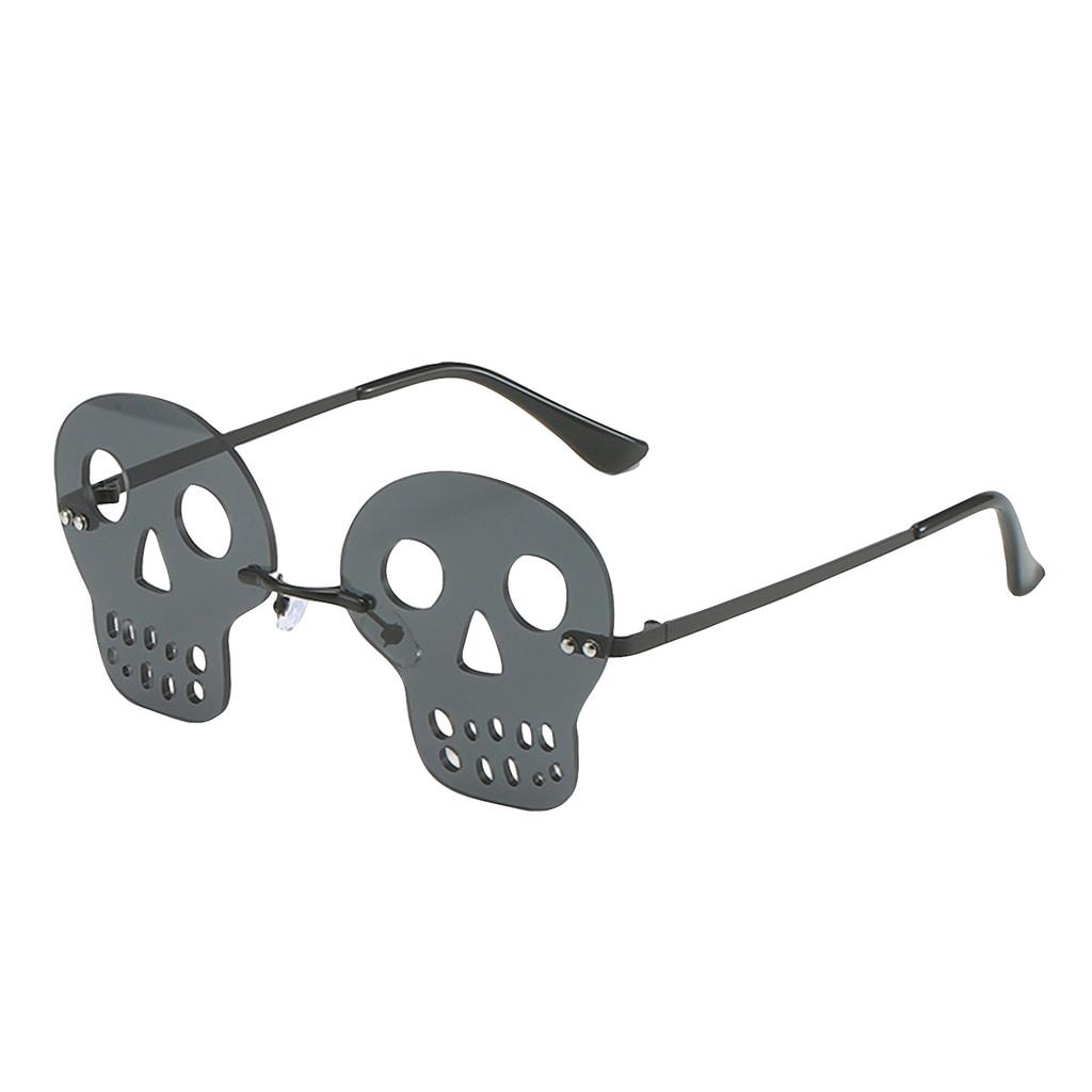 Rimless Halloween Skulls Sunglasses, Festival Skulls Glasses For Women Men