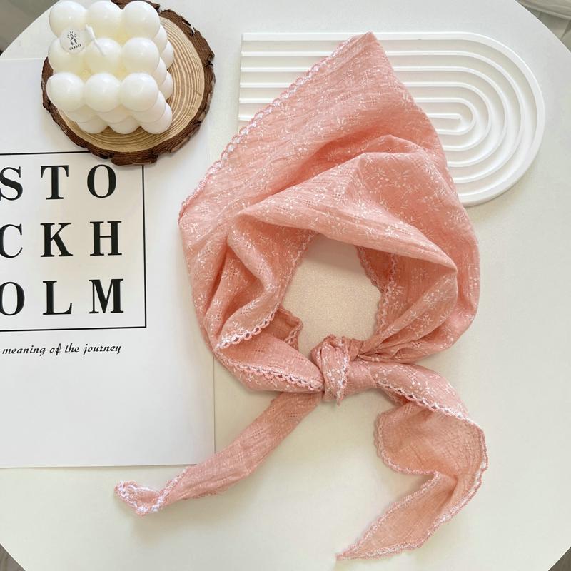 2025 Flower Neck Scarf Shawl Summer Triangle Hair Head Wrap Headband Handkerchief Hair Ties Bandanas Hair Ribbon For Women