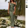 Summer 2025 European and American off-Shoulder off-the-Shoulder Collar Temperament Strap Sexy Dresses for Women Elastic Tight Sheath Long Dress