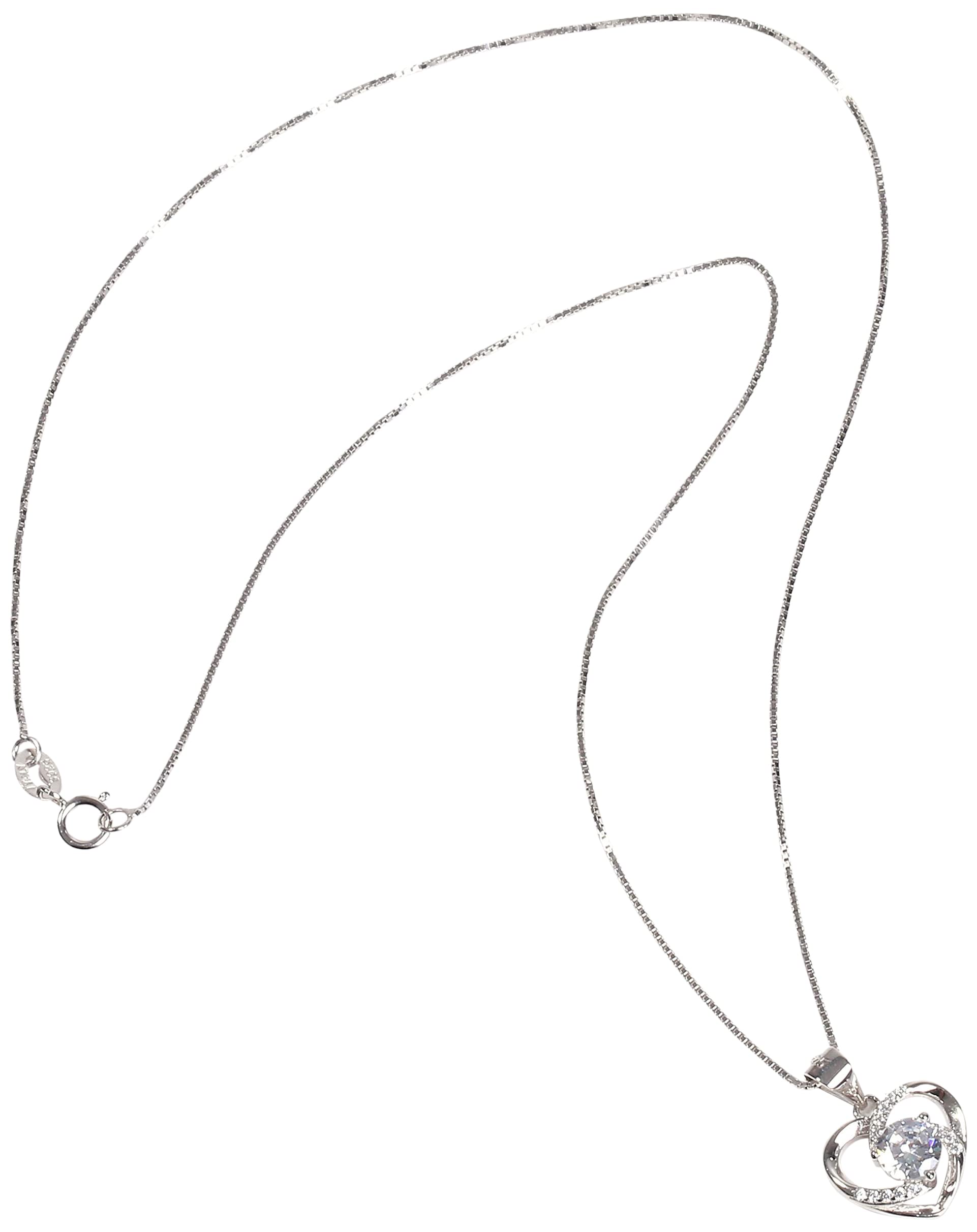 

[Univarc Brand] Pure Silver Heart Necklace, Jewelry Cloth, Pouch, Bag, and Warranty Card - Luxurious Set Open Heart U00069