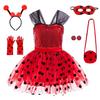 Teen Girls Ladybug Polka Dot Puffy Dress Cosplay Costume, Kids Stage Performance Outfit